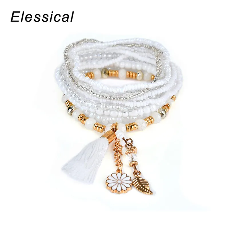 Elessical 6 ccolors Новая мода Богемия Многослойные жемчужные бусы кисточкой кулон
