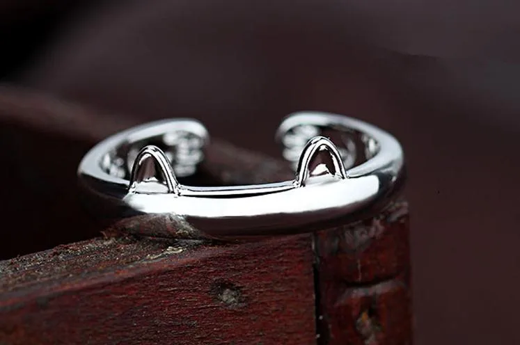 Женское кольцо с кошачьими ушками вечерние серебра 925 пробы | Украшения и