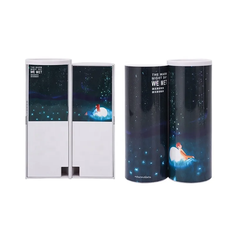

Double Sided 2 Layers Korean Pencil Box 2020 Newmebox Simple Trend Creative Multifunction Cylindrical Stationery Pen Holder Case