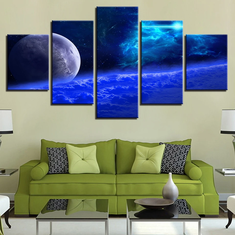 Spaceman Earth Jupiter Venus Sun Moon Universe 5 Piece Wall Pictures For Living Room color Painting Art Home Decor Abstract 68 | Дом и сад
