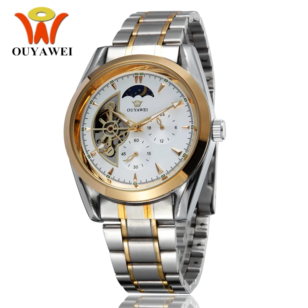 Роскошные Брендовые мужские механические часы OUYAWEI с автоподзаводом полностью