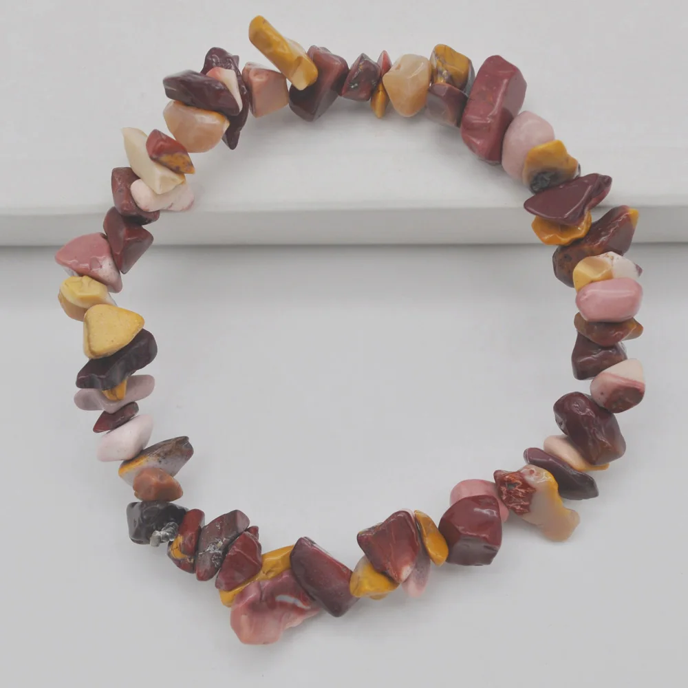 Фото Lucky Chip Beads Mookaite эластичный браслет с камнями 8 дюймов ювелирных изделий в подарок
