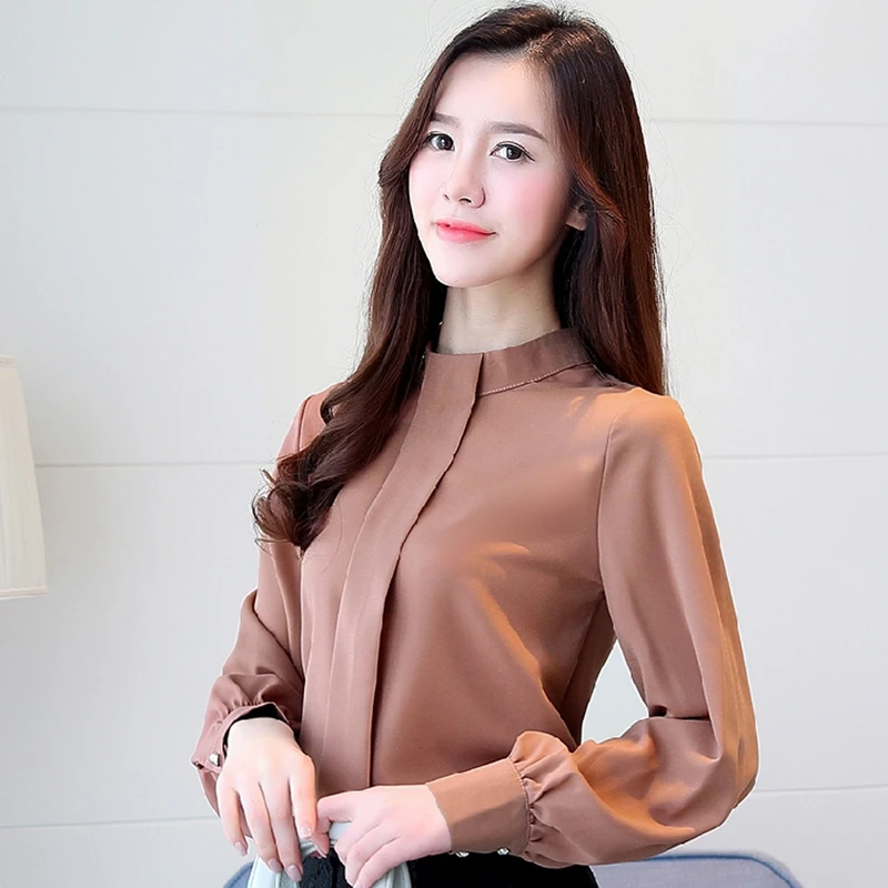 Новая мода 2019 женская блузка рубашка Длинные рукава размера плюс одежда красные