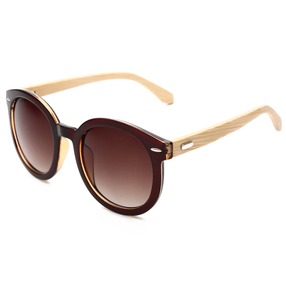 Round Retro Sunglasses Vintage Circle Eyeglasses Frames Natural Bamboo Legs Sun Glasses UV400 Driving for Women Men | Аксессуары для