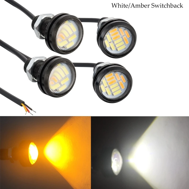 4 шт. 23 мм Светодиодная лампа двойного цвета белый/янтарный 4014 12 SMD Eagle Eye