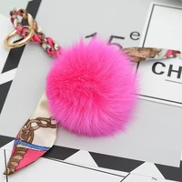 18colors lovely real fox fur keychain fur pompom key chain pompon keyring charm women bag pendant accessories