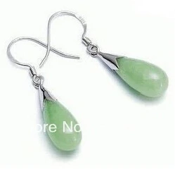 

Bridal jewelry free shipping hot sell Beautiful tibet Silver Green Natural stone teardrop Earring