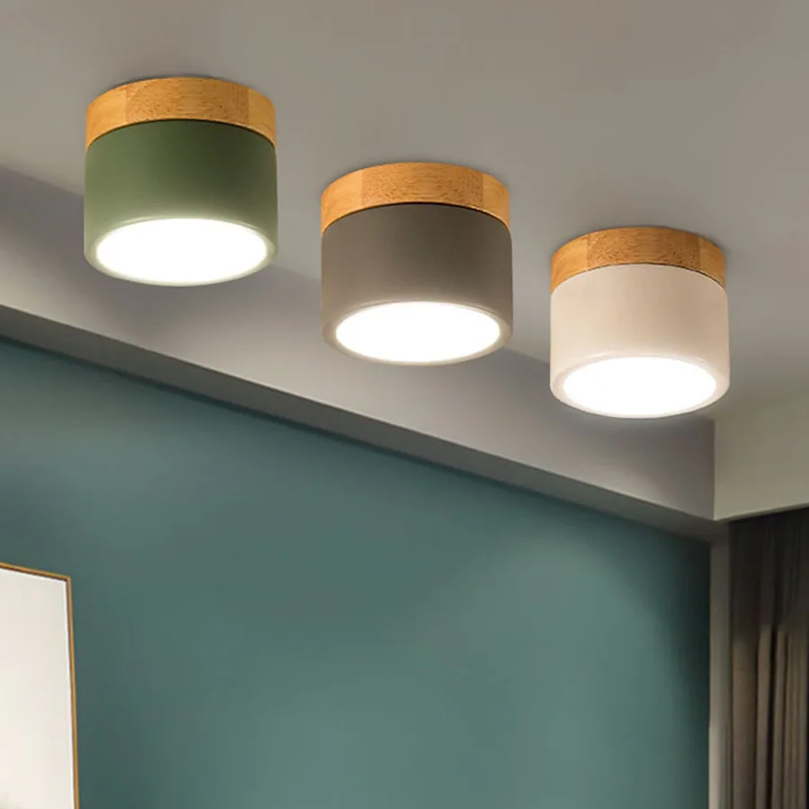 

Thrisdar 7W 12W Wooden Surface Mounted LED Downlight Kitchen Foyer Bedroom Corridor LED Ceiling Spotlight Nordic Ceiling Light