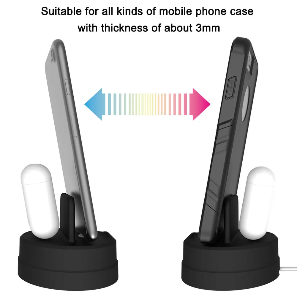 Новинка для iPhone X/XS Max/XR для airpods силиконовая подставка, 2 в 1 мульти зарядная док-станция Подставка док-станция зарядное устройство держатель
