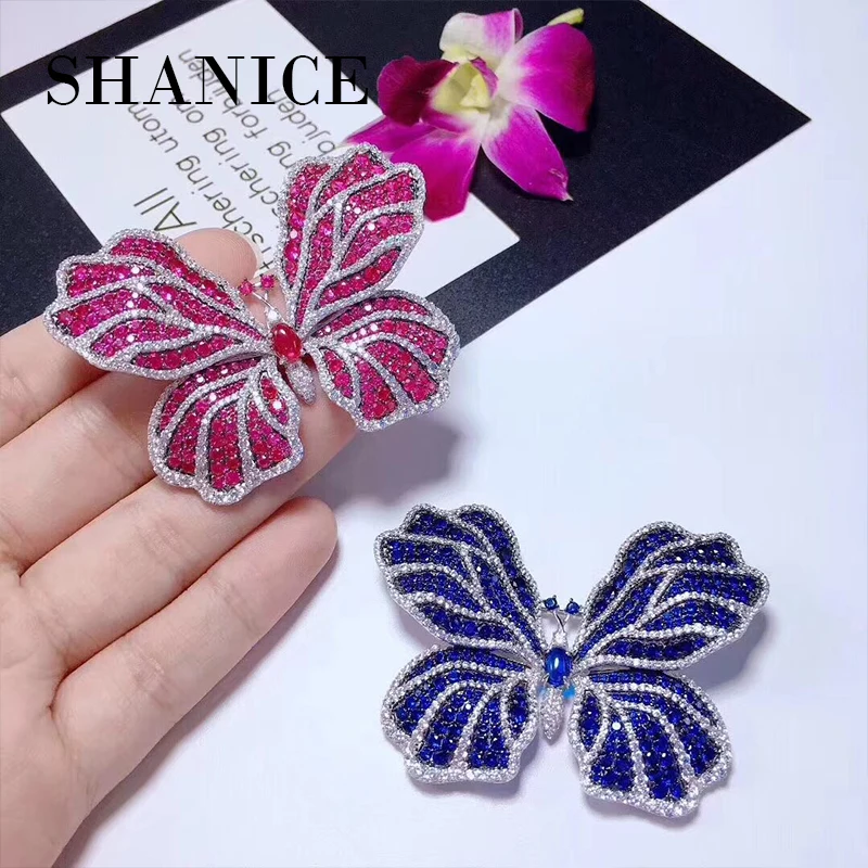 Женская Брошь в виде большой бабочки SHANICE брошь золотого цвета с фианитом и