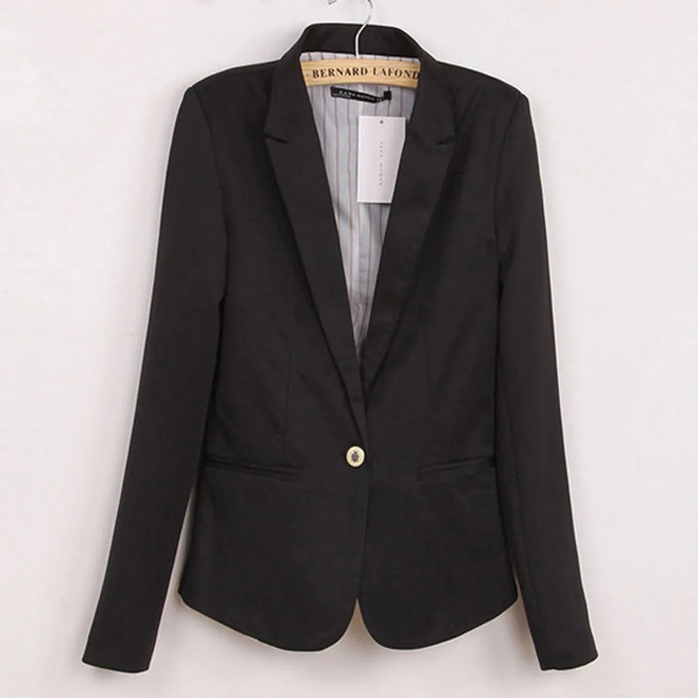Новые осенние Для женщин Карамельный цвет Блейзер Куртки Пальто Slim Fit Casaco