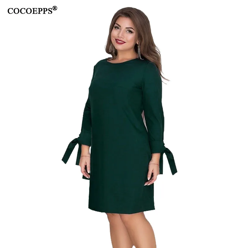 5XL 6XL 2019 зимнее женское платье большого размера весеннее с длинным рукавом