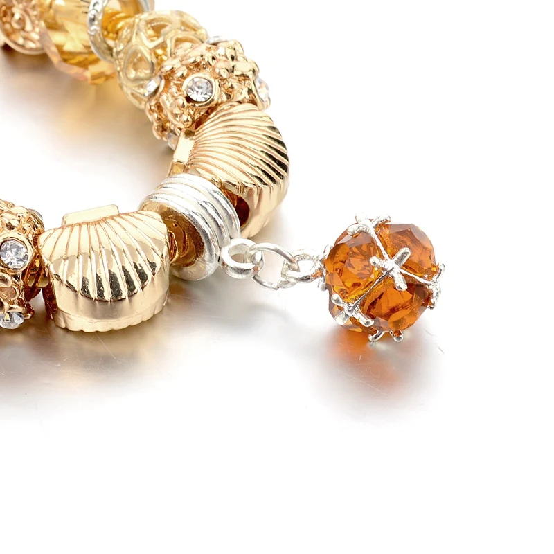 Женский браслет с желтыми бусинами Szelam золотыми Sbr150332|gold charm bracelet|charm braceletbracelet fashion