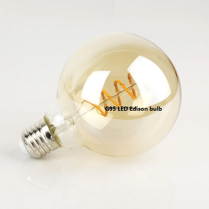 G95 спираль накаливания EDISON светодиодные лампы 4 Вт E27 Edison затемнения супер теплый