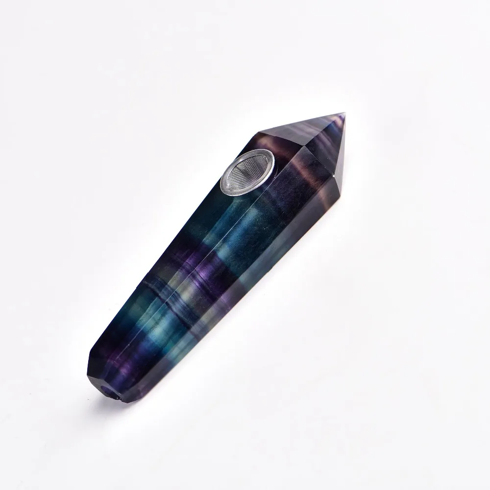 Прямая поставка натуральная цветная флюоритовая Хрустальная трубка для курения