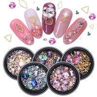 3d nail rhinestones stones crystals mixed colorful nail art decorations diy design with nail curved tweezer