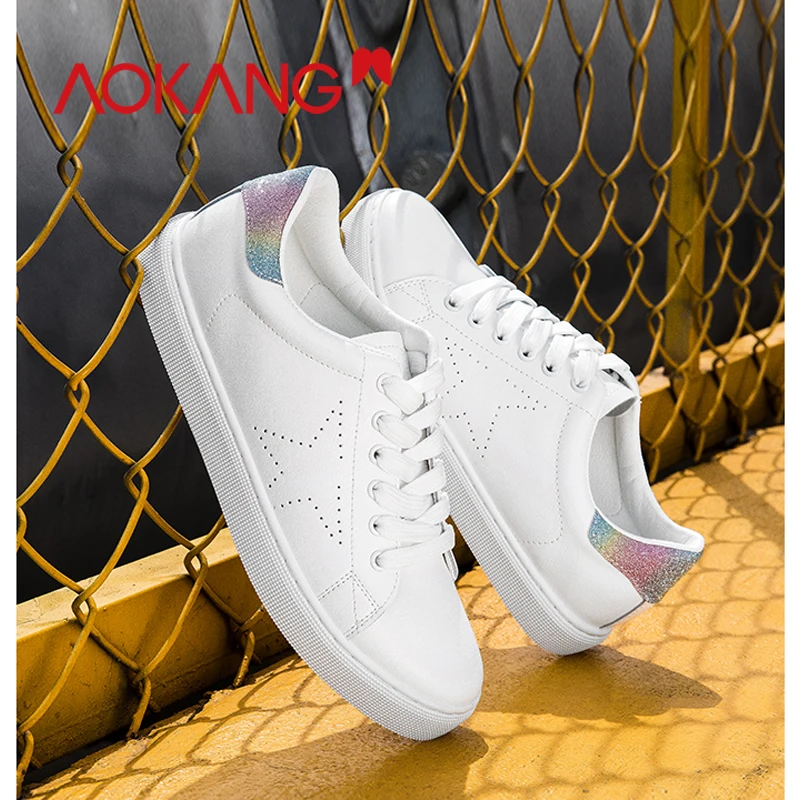 AOKANG/Новинка Дизайнерская обувь женские кроссовки на танкетке и платформе
