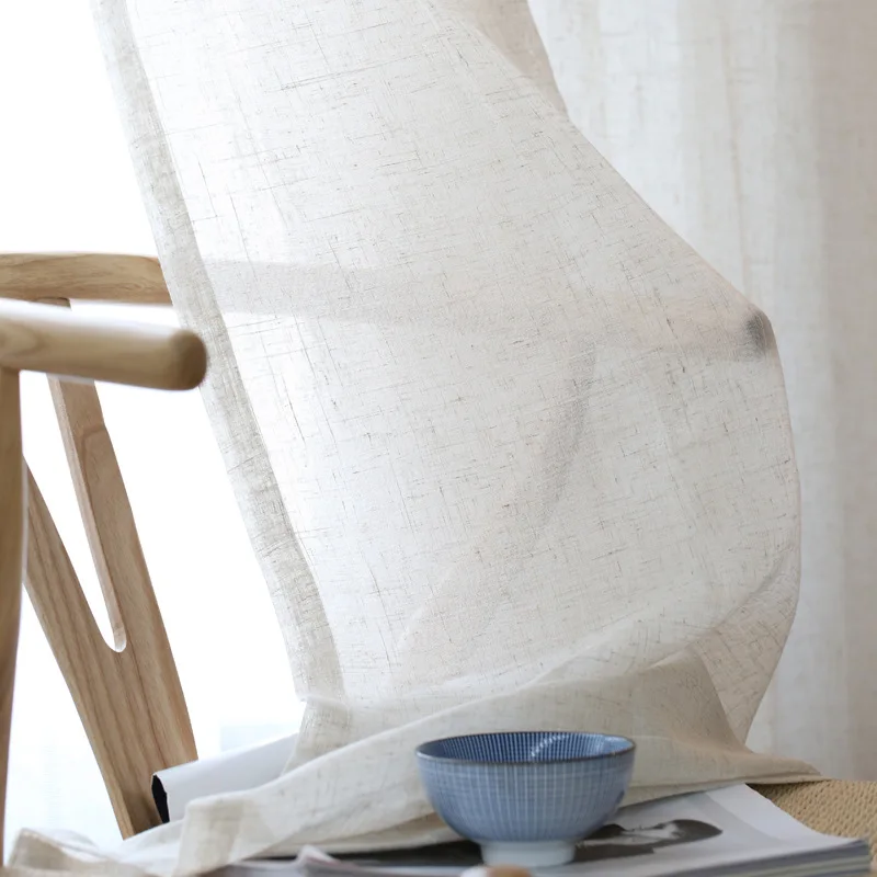 Однотонные элегантные современные однотонные из искусственного льна тюль