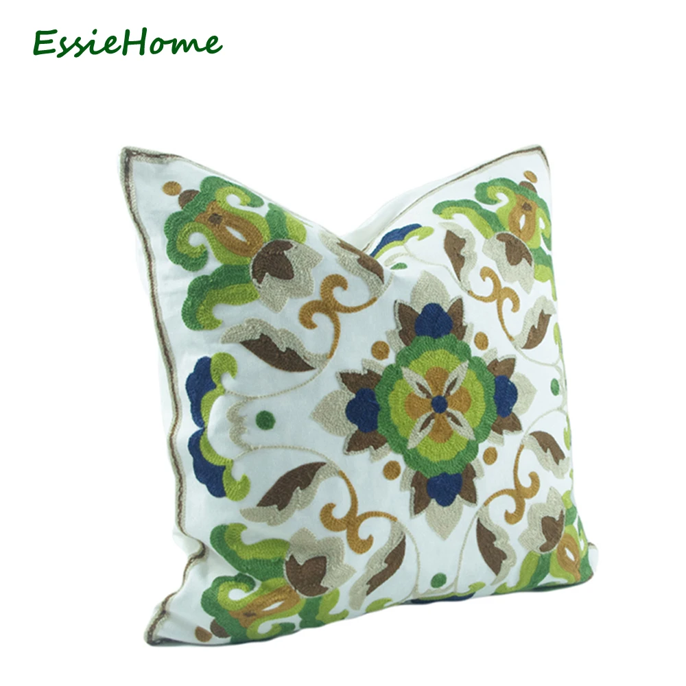 ESSIE HOME 18x18 дюймов зеленый наволочка вязаная вышивка классический цветочный узор