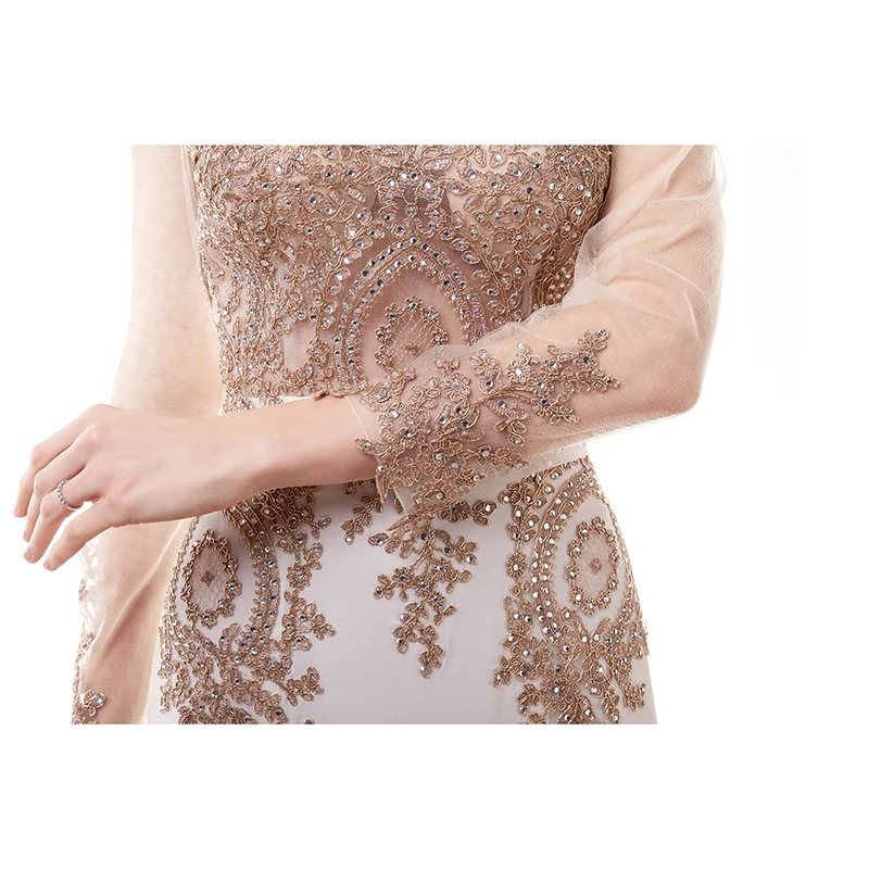 JaneVini винтажные платья для матери невесты с рукавом золотым кружевом и