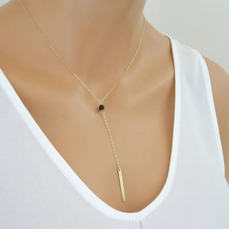 Модные DIY эфирные масла Духи Диффузор кулон ожерелье мини черный Лава камень