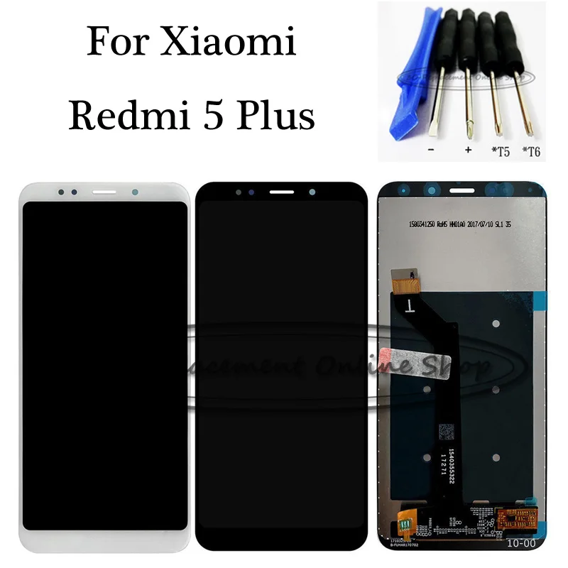 Черный/белый Новый ЖК дисплей для Xiaomi Redmi 5 Plus / Note Global + дигитайзер сенсорного