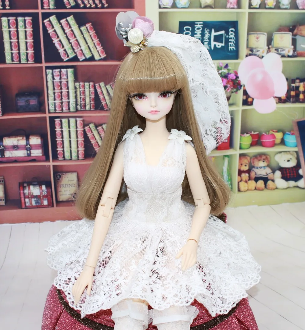 Фея мечты только для 1/4 bjd 45 см Кукольное свадебное платье белый головной убор