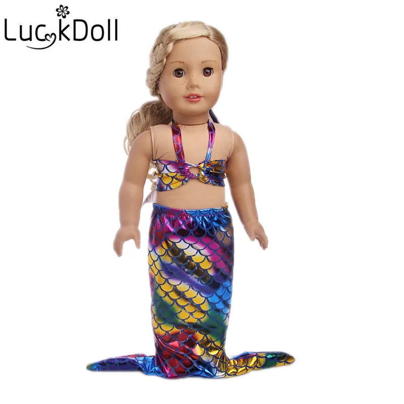 Юбка русалки с блестками LUCKDOLL подходит для куклы родов 43 см или 18 дюймовых
