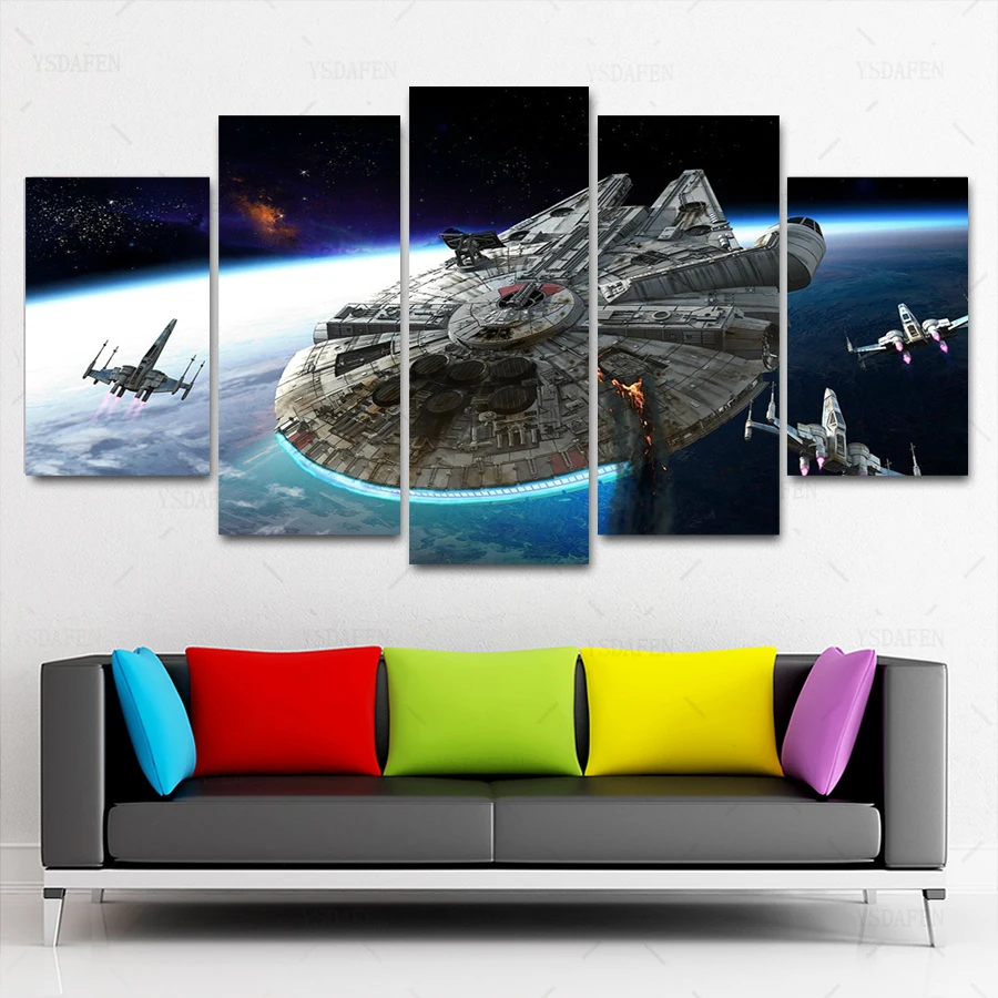 Прямая поставка HD 5 панелей холст искусство богатые и Звездные войны картина с