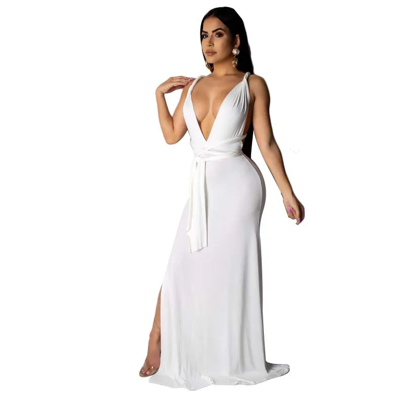 

summer new women's dress casual big swing type large size dress Europe and America sexy nightclub split dress