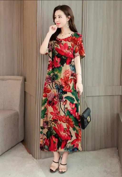 8 vestido de festa платье женское летнее Модное Новое Женское хлопковое Цветочное платье с круглым вырезом и коротким рукавом размера плюс - Цвет: 8