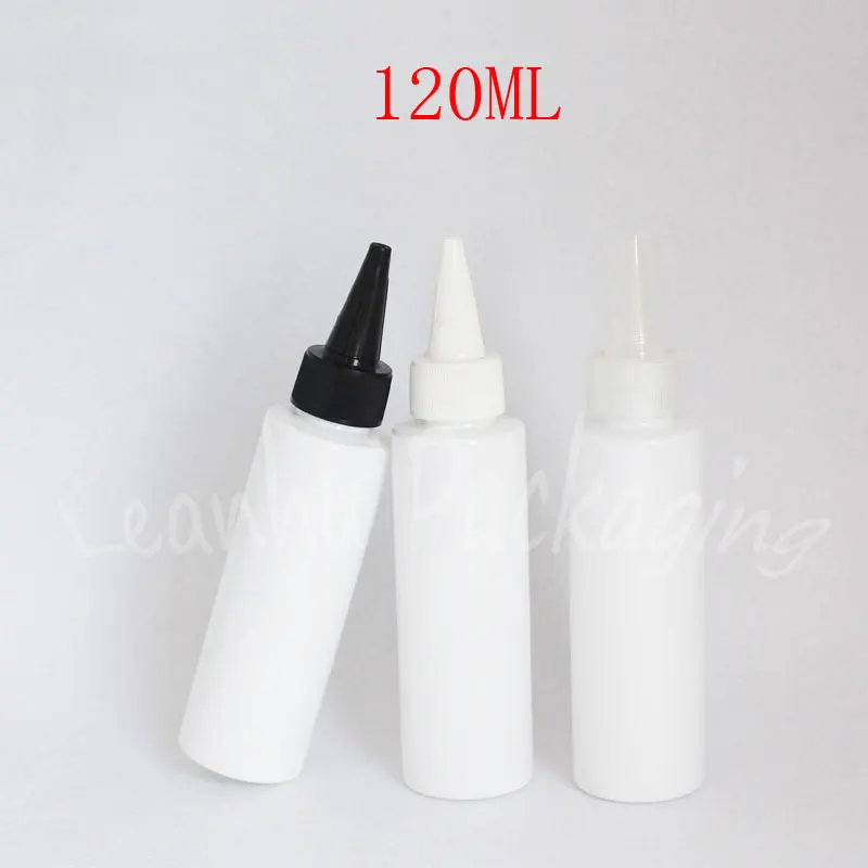 120ML White Empty Plastic Bottle Pointed Mouth Cap , 120CC Empty Cosmetic Container , Jam / Food Packaging Bottle