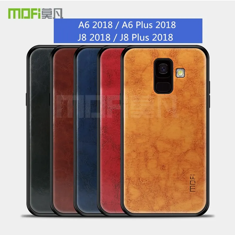 

Оригинальные ультратонкие Чехлы Mofi для Samsung A6 Plus 2018, мягкий чехол из ТПУ и кожи с узором из ТПУ для Samsung Galaxy J8 Plus 2018, чехол