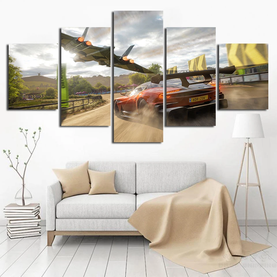 Модульный холст постер 5 панель Forza Horizon 4 гостиная настенные печатные картины