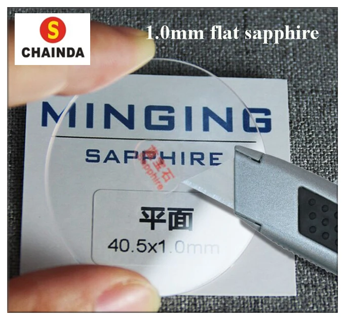 1 шт., Mingjing плоский 1,0 мм, Толстый Круглый настоящий сапфировый кристалл, размер от 34,5 мм до 44,5 мм