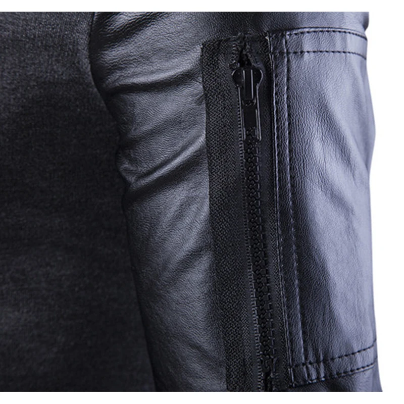 UplzCoo Bomber Jacket Men Coats Patchwork Leather jacket Outerwear Autumn Slim Fit 2018 Brand Male Motorcycle Jackets FM001 | Мужская