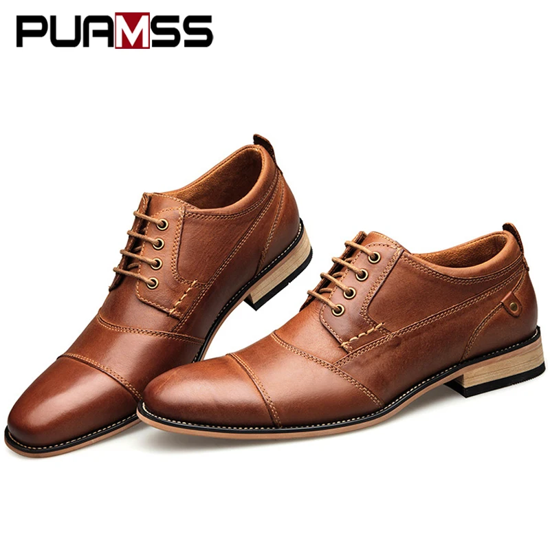 Brand Men Shoes Top Quality Oxfords British Style Genuine Leather Dress Business Formal Flats Plus Size 50 | Обувь