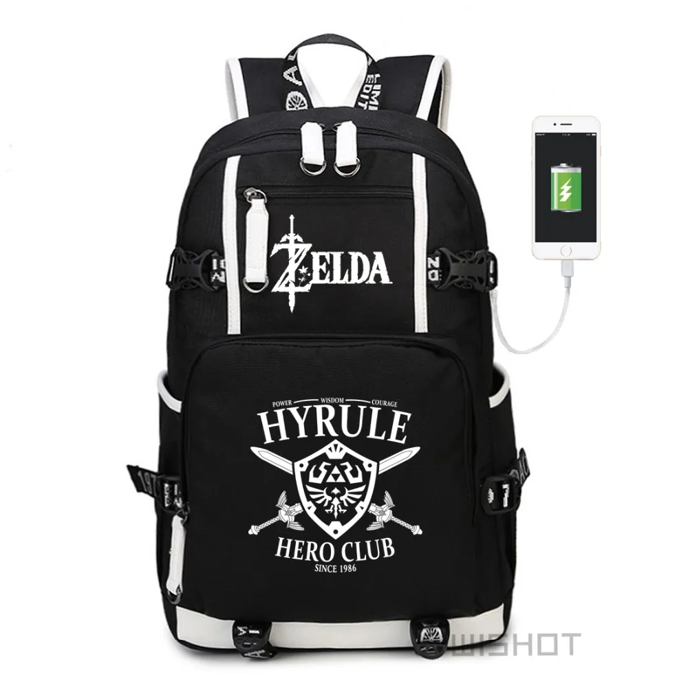 WISHOT The Legend of Zelda: Дыхание Дикого ссылка рюкзак Многофункциональный USB зарядки световой мешок