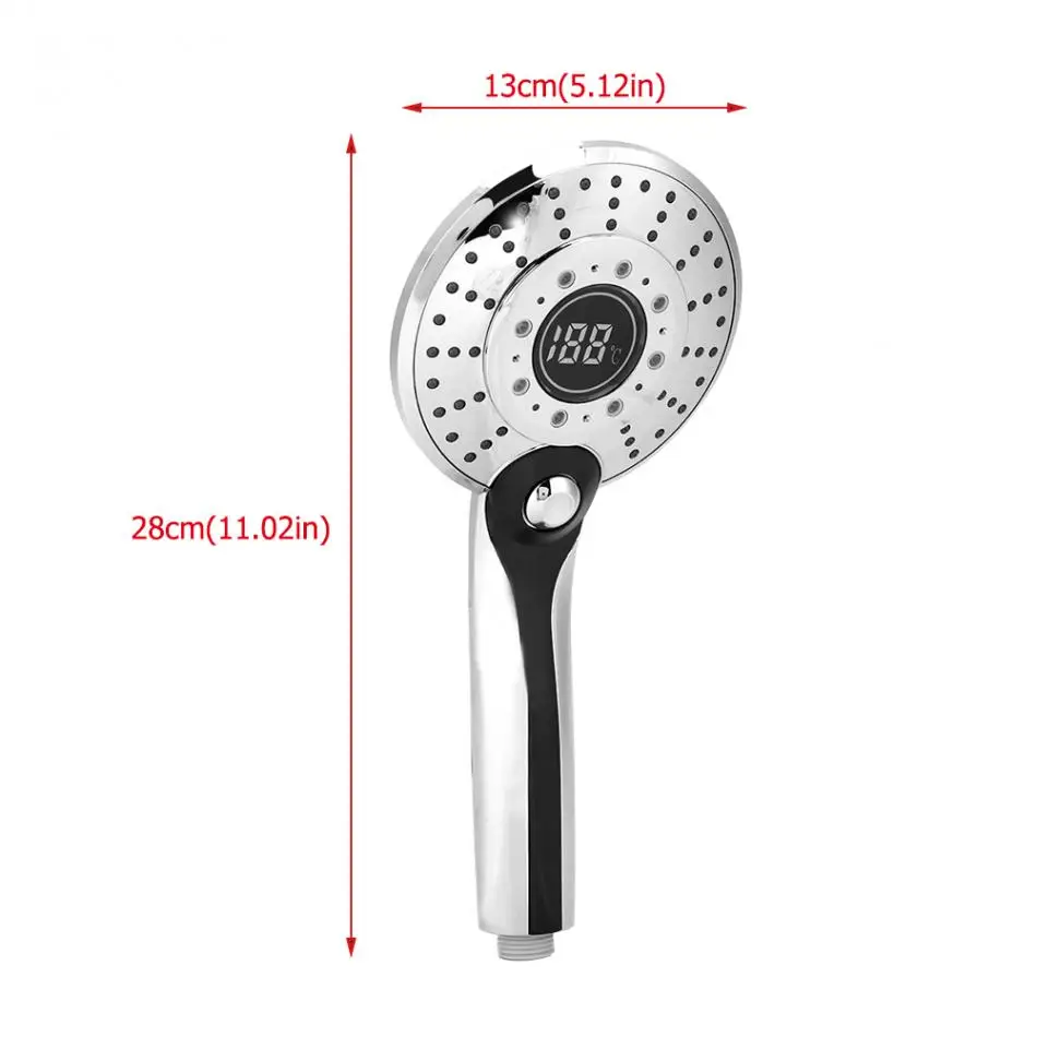 

High TECH Shower head Digital LED Shower Nozzle 3-color Temperature Controller Handheld Electroplating LED Light 3 Mode ducha