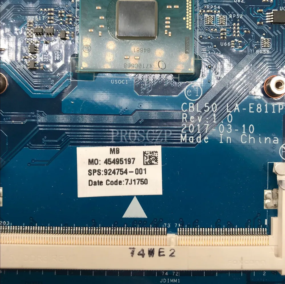 Для 15-BS 15Q-BU 15T-BR000 CSL50/CSL52 LA-E811P 924754-001 аккумулятор большой емкости с N3710 материнская плата с процессором для ноутбука полностью протестирована