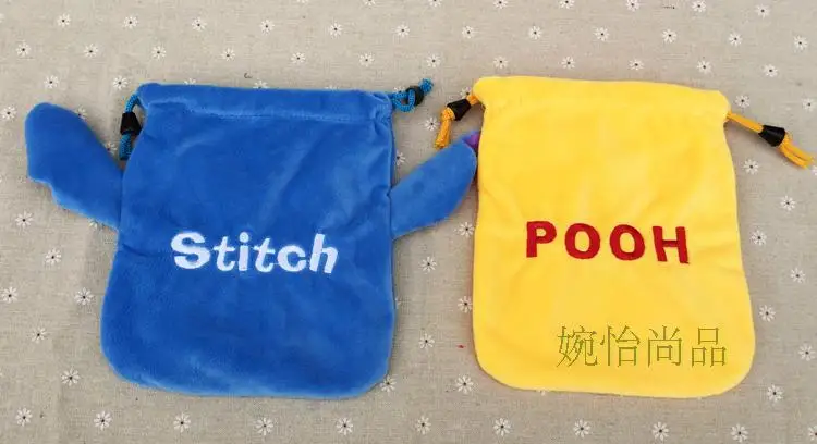 IVYYE 1PCS Stitch Anpanman Cartoon Drawstring Bags Cute Plush storage handbags makeup bag Coin Bundle Pocket Purses NEW