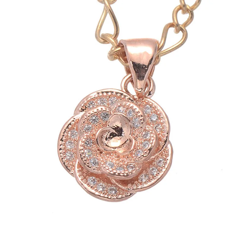 Популярные украшения Bijoux циркониевые розовые цветочные подвески для ожерелий