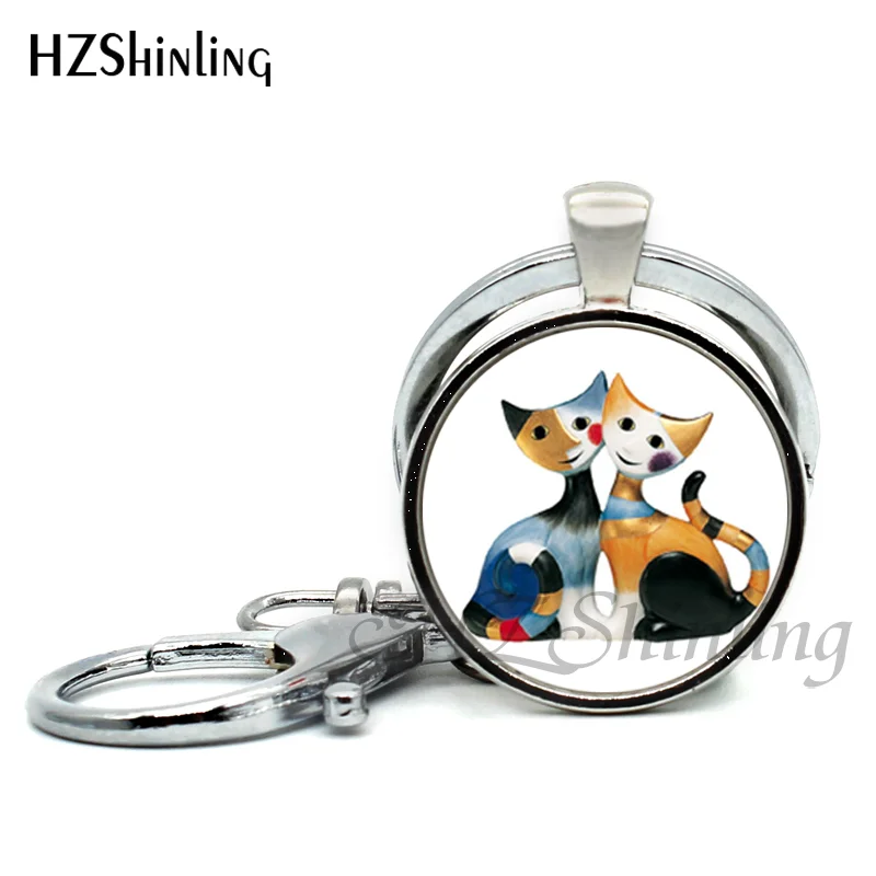 2017 Новый дизайн красочные кошки семейный ключ цепи ручной работы красочный