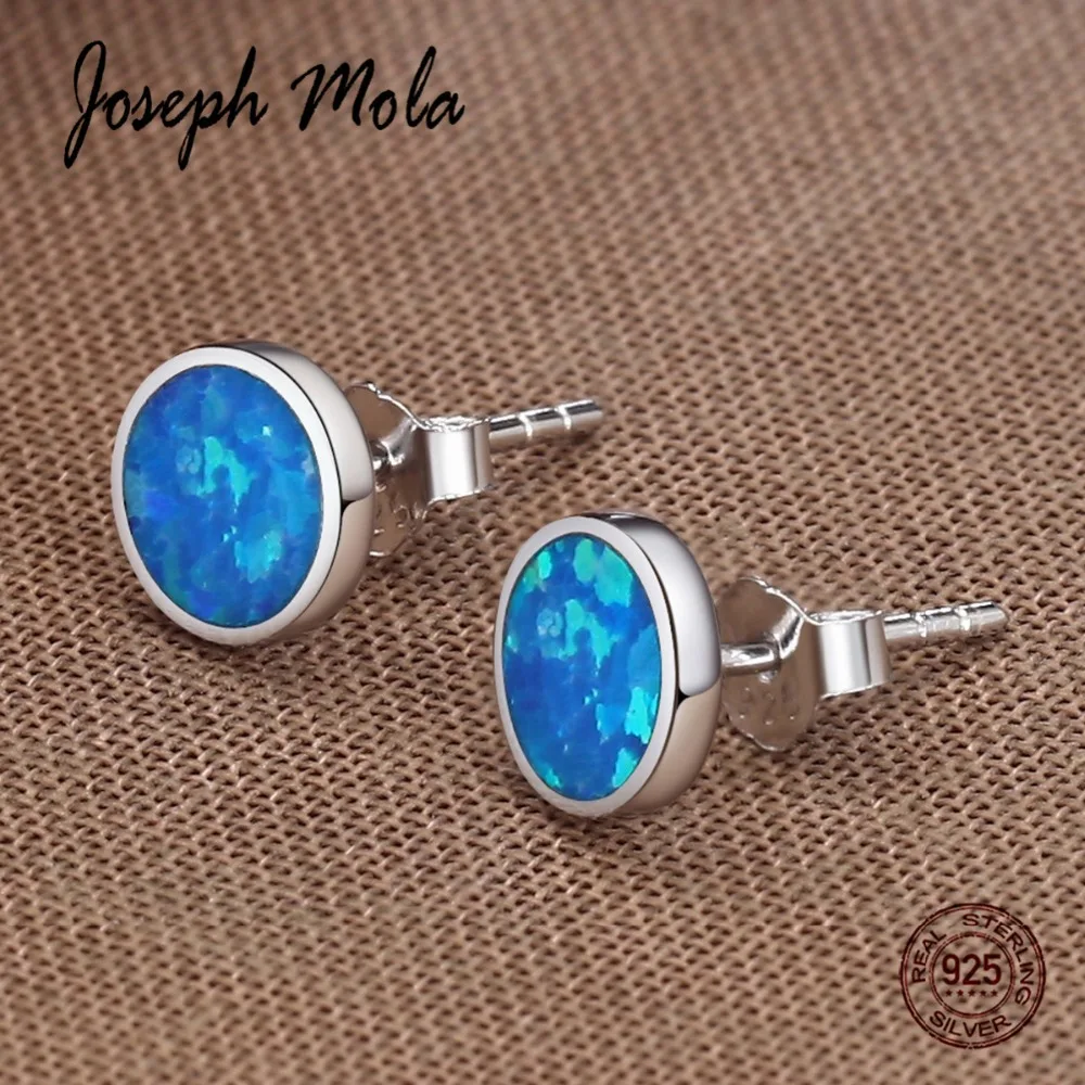 Joseph Mola 925 серебро светло-голубой фиксированный Halo CZ камень тонкие серьги гвоздики