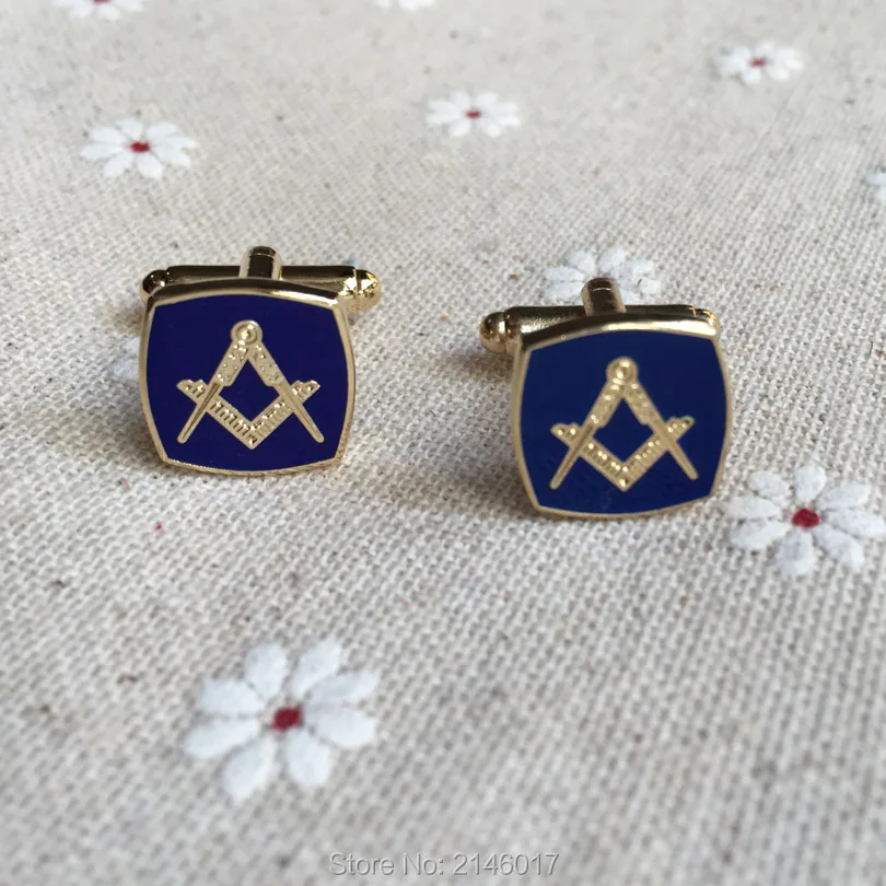 100 пар на заказ Масонские Запонки синий домик рукав кнопка Freemason Жесткий Эмаль угольник и циркуль запонки для мужчин