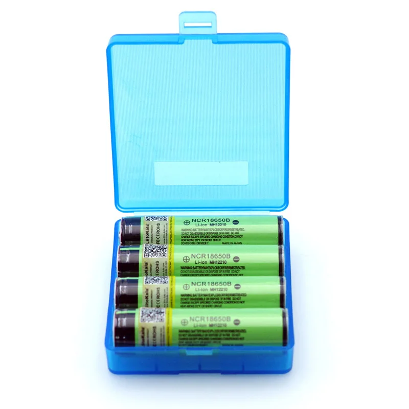 4 шт Liitokala защищенный 18650 NCR18650B 3400mAh перезаряжаемый литий-ионный аккумулятор с PCB 3,7 V для фонарика+ коробка для хранения