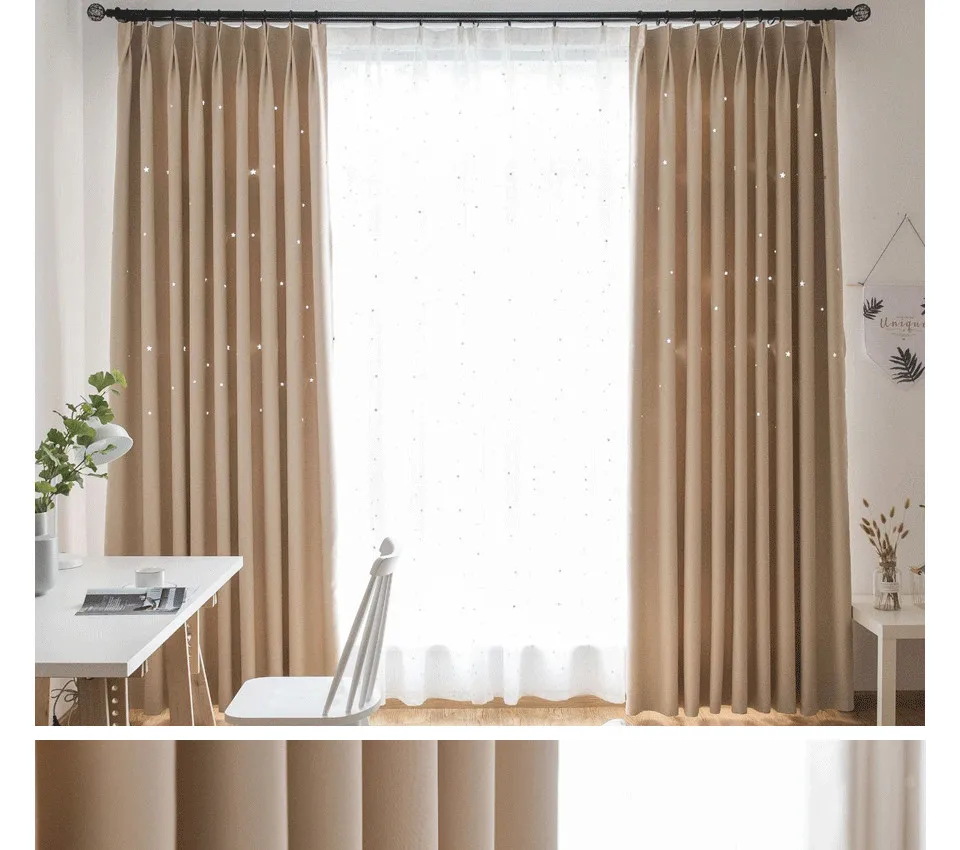 MAKEHOME, плотные шторы со звездами для детей, спальни, гостиной, три слоя ткани, оконные шторы, домашний декор, звезды, тюль