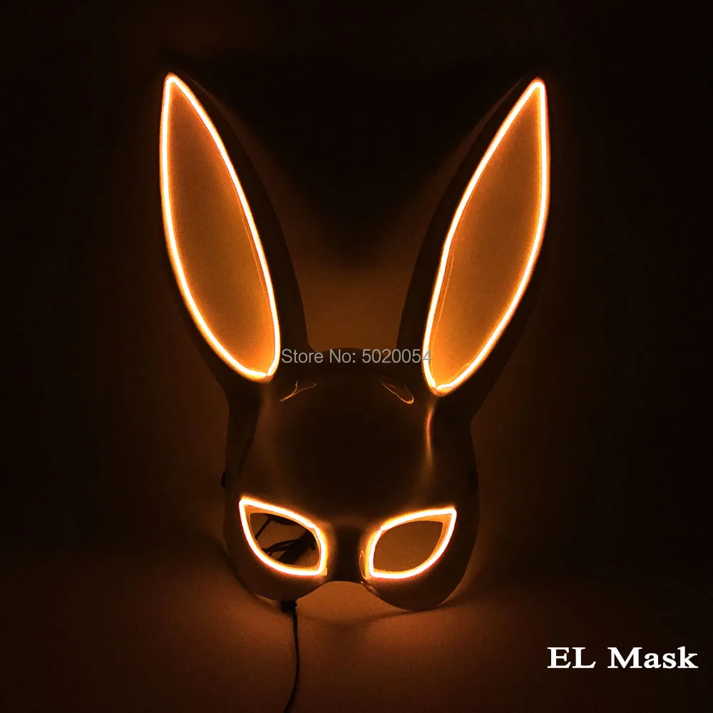 Design-B Orange Новейшая женская маска на половину лица, неоновый светильник, маска для косплея «Лисичка Банни», сексуальные карнавальные вечерние светодиодные маски для аниме, Expro, Хэллоуин - Color: Design-B Orange
