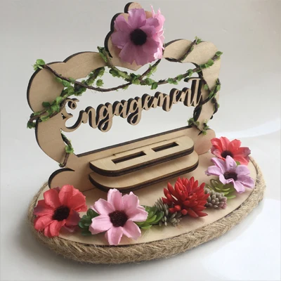 ring holder На заказ обручальное предложение Свадебные кольца на носителя коробка держатель ручной деревенский цветочный стиль кольцо Подушка - Цвет: ring holder
