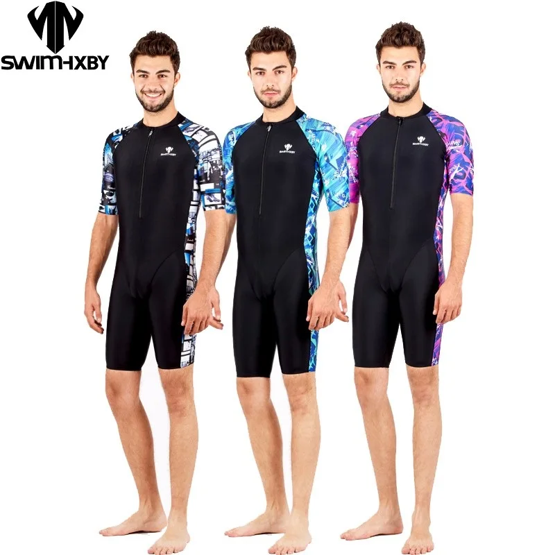 Купальник HXBY для мужчин Арена плавание купальники с черным принтом соревнований